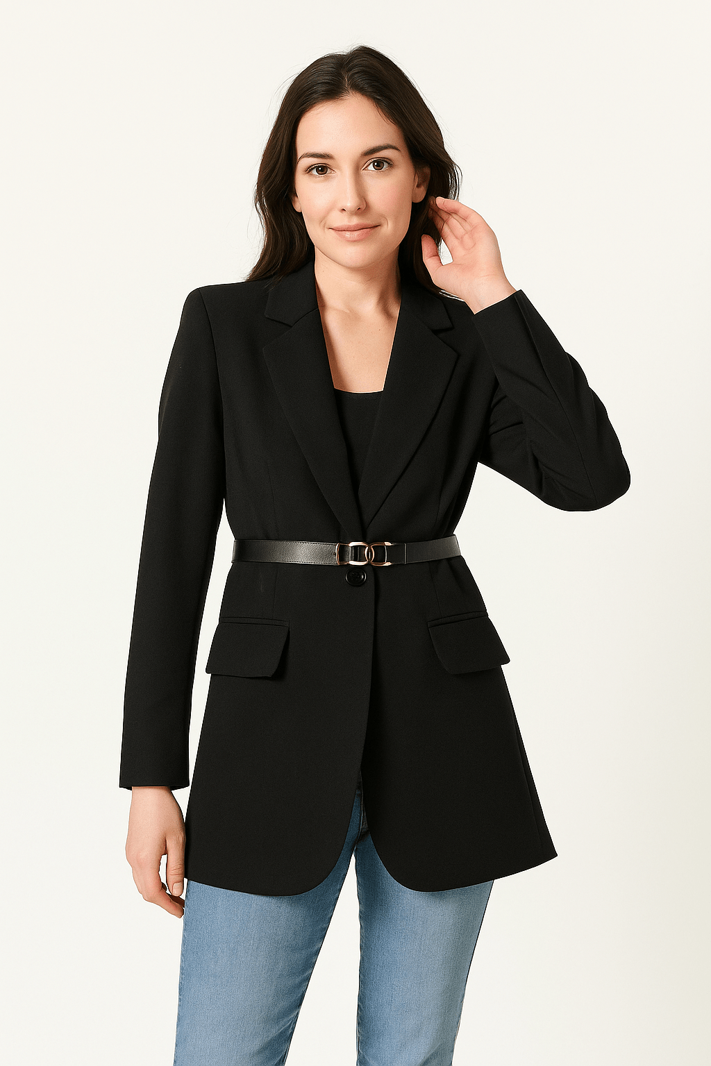 Blazer entallada de mujer con cinturón clásico elegante - Mila