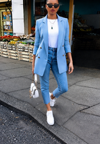 Blazer largo mujer doble botonadura solapas - Greta