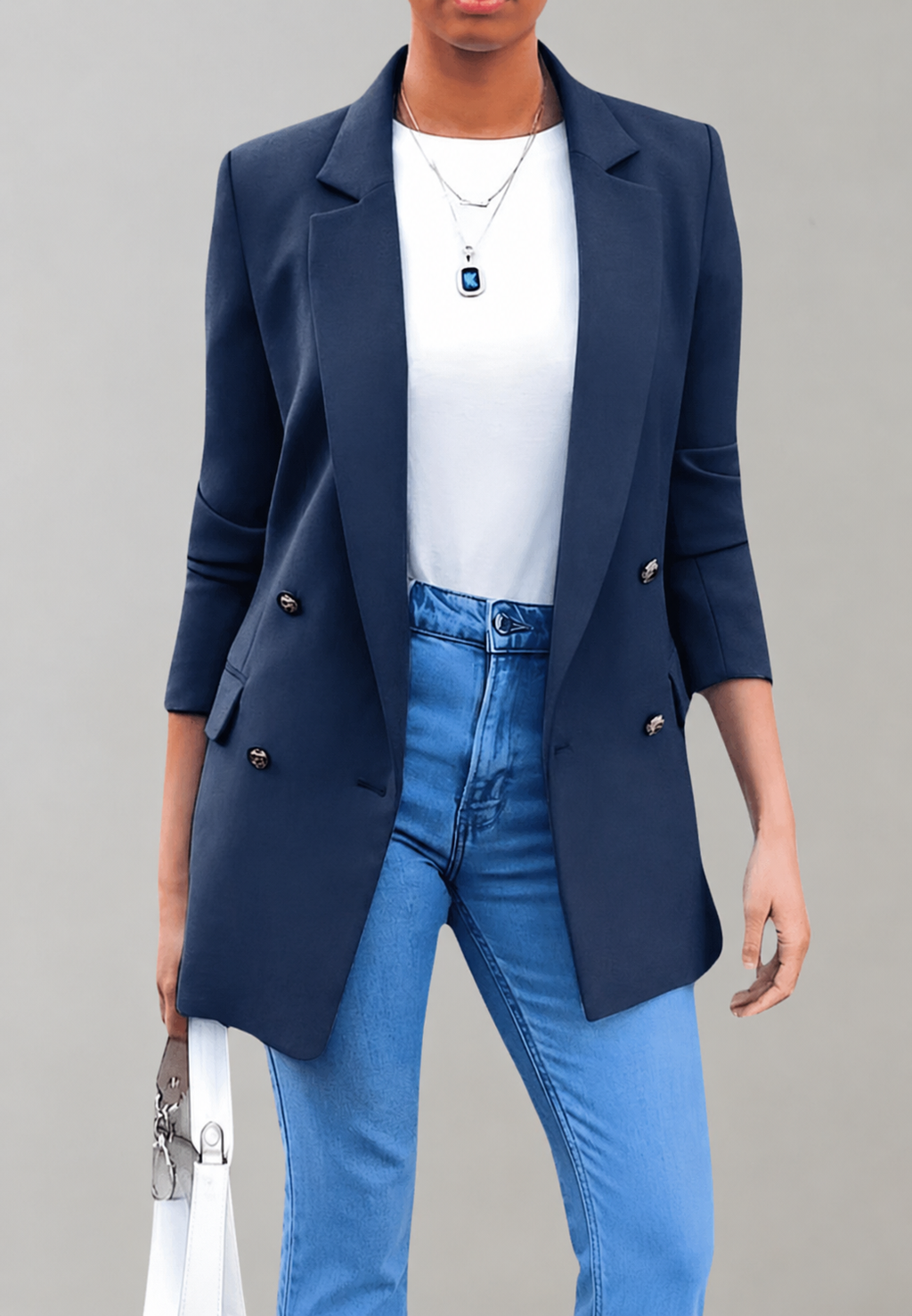 Blazer largo mujer doble botonadura solapas - Greta