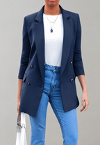 Blazer largo mujer doble botonadura solapas - Greta