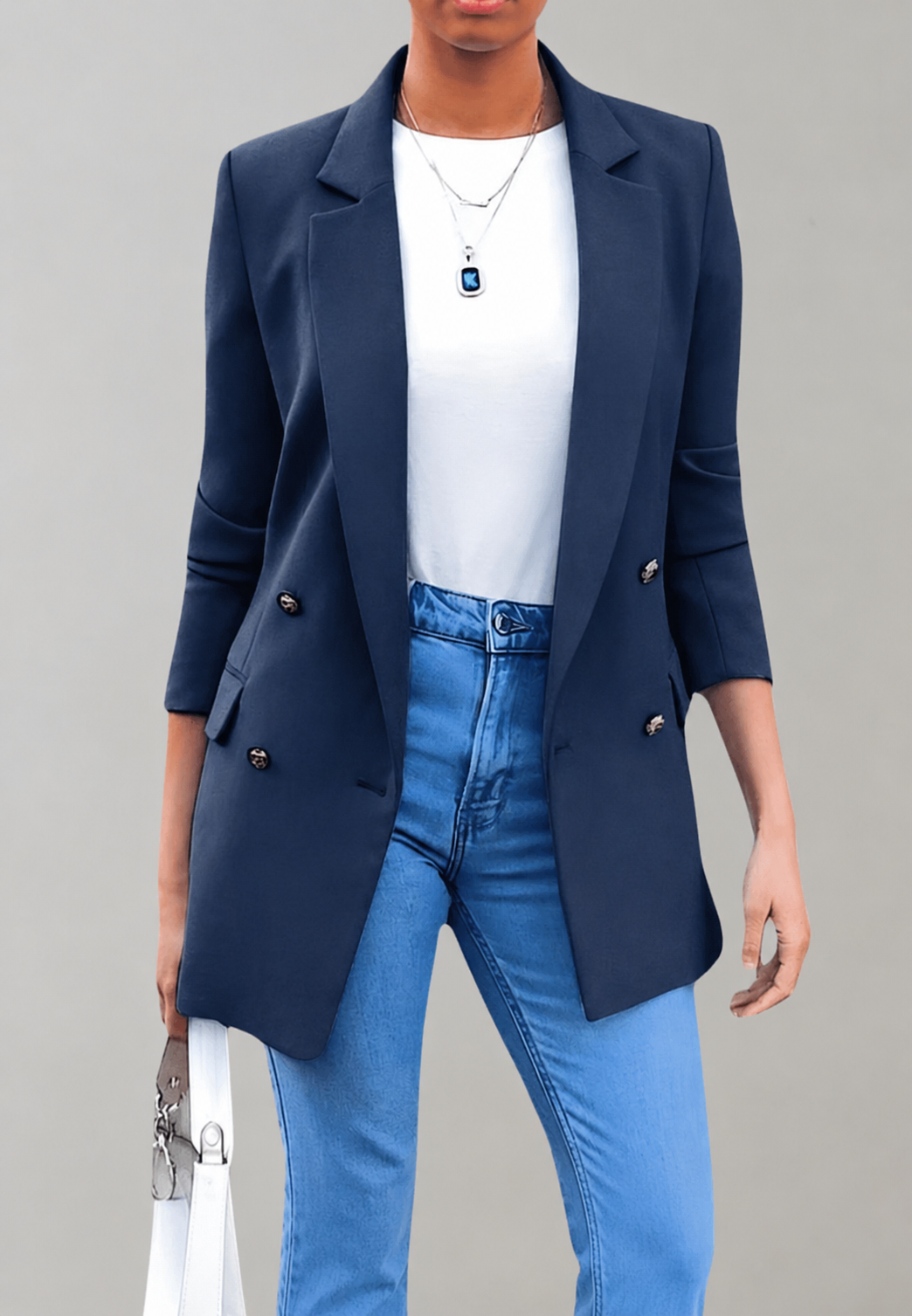 Blazer largo mujer doble botonadura solapas - Greta