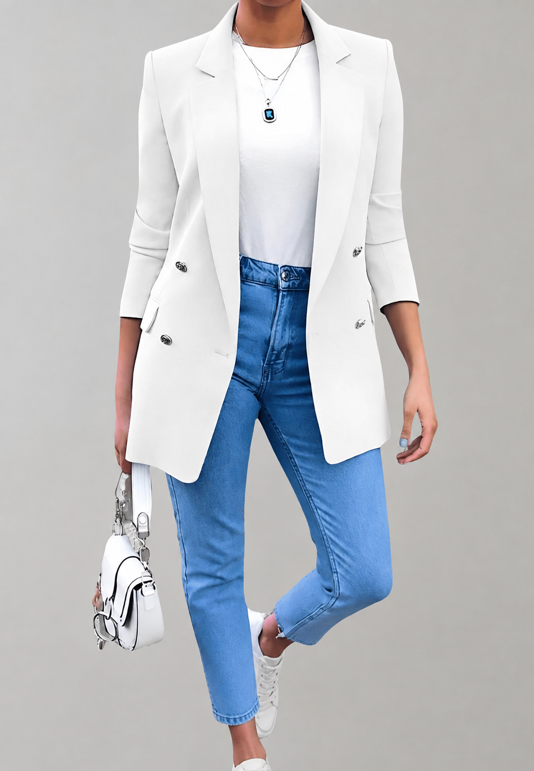 Blazer largo mujer doble botonadura solapas - Greta