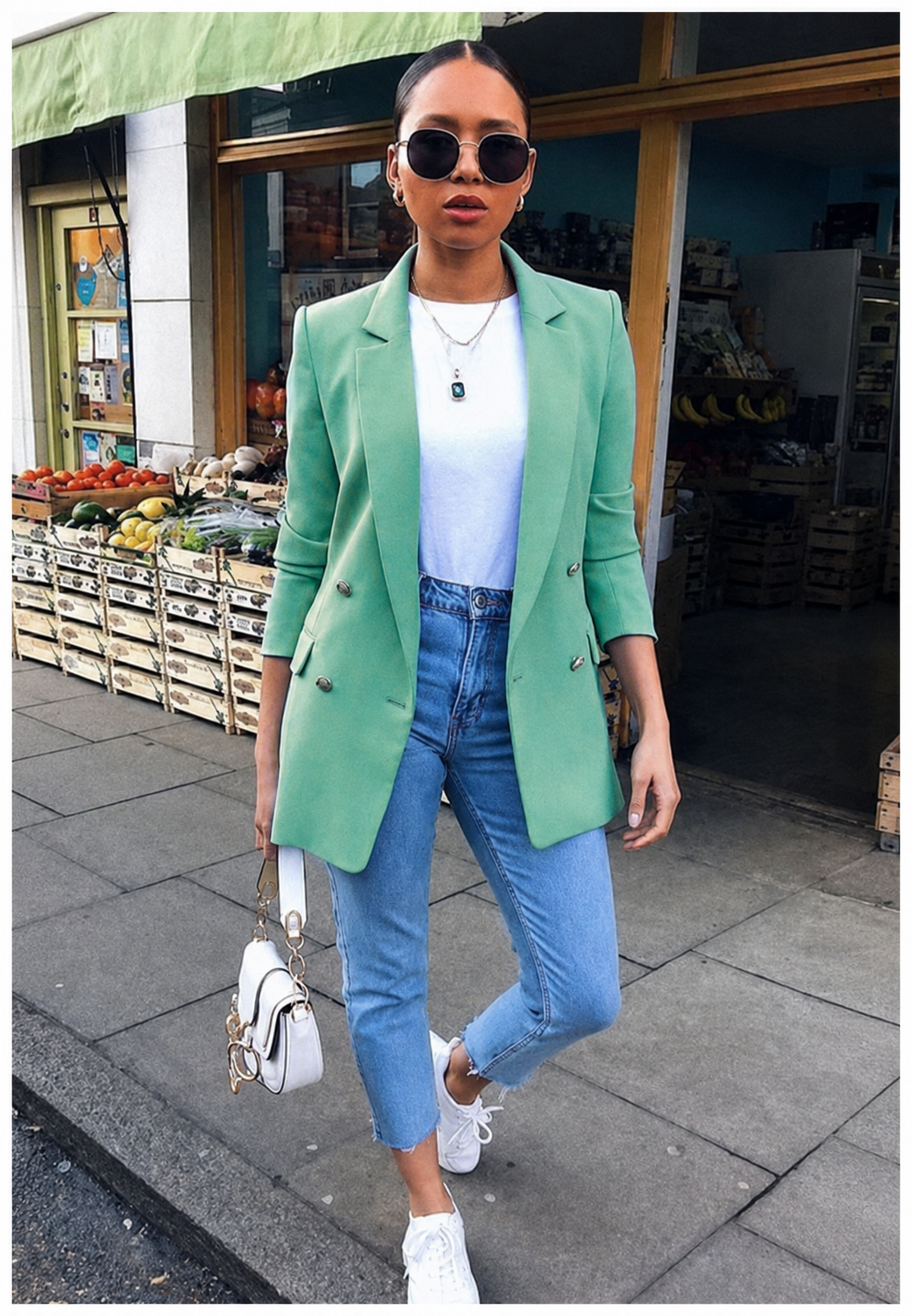 Blazer largo mujer doble botonadura solapas - Greta