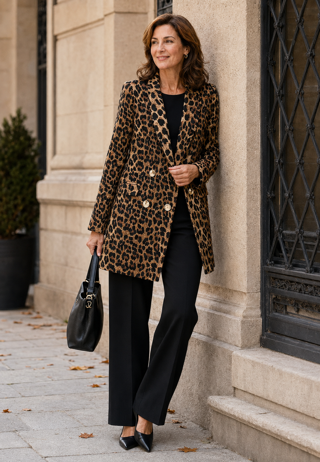 Blazer largo para mujer con estampado de leopardo - Luise