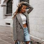 Blazer mujer cuadros doble botonadura solapas - Karina