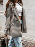 Blazer mujer cuadros doble botonadura solapas - Karina