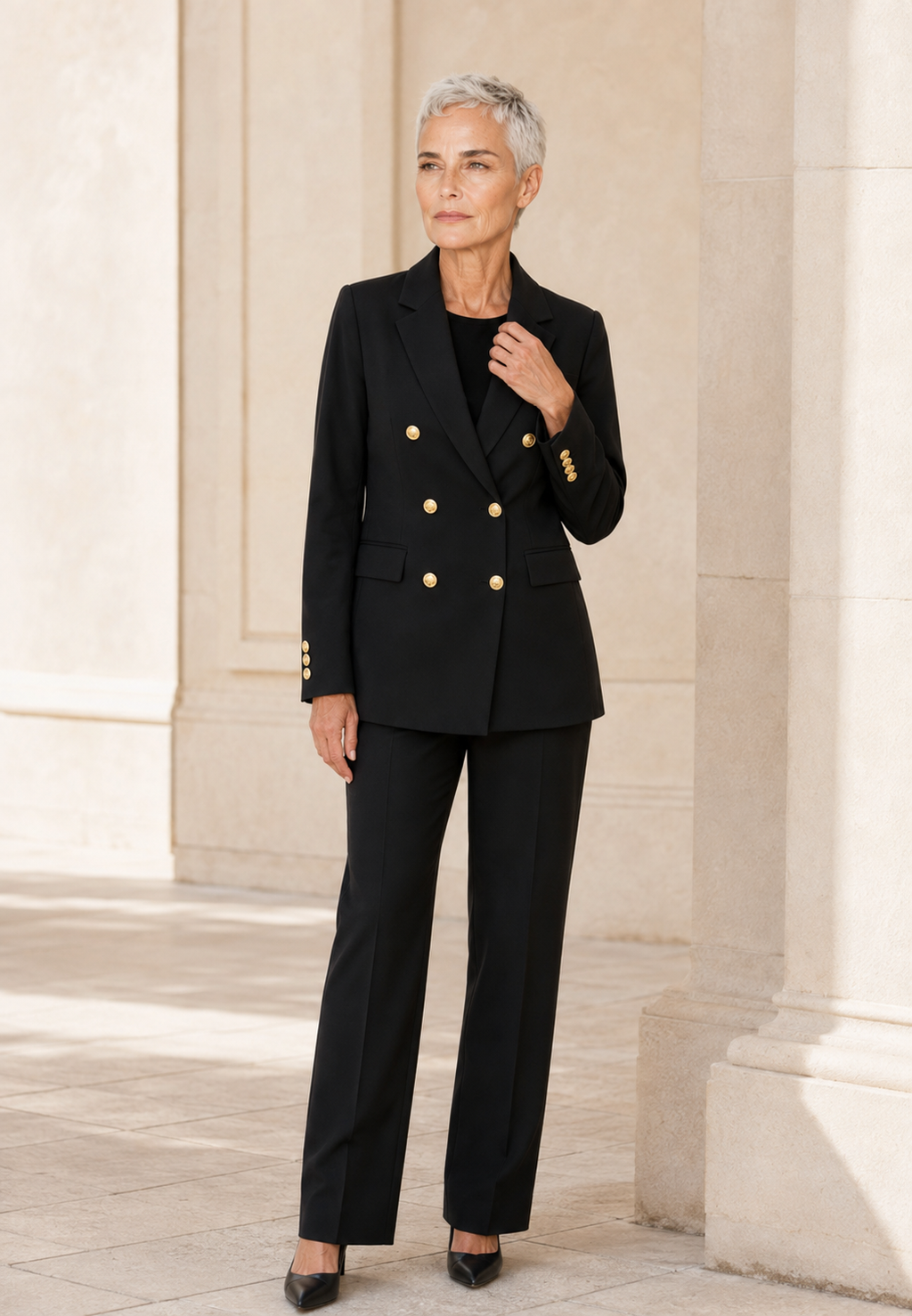 Blazer mujer doble botonadura solapas botones metálicos - Britta