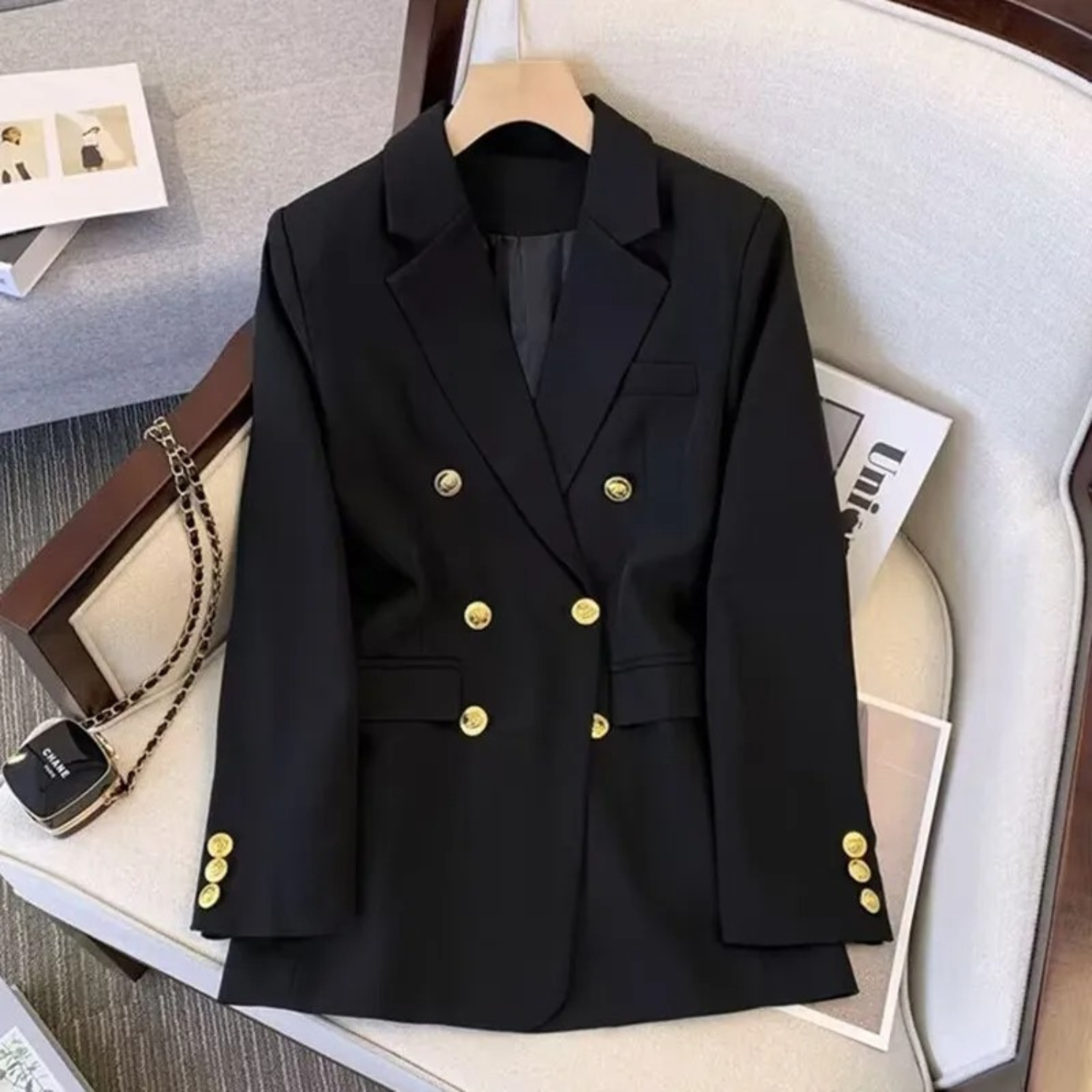 Blazer mujer doble botonadura solapas botones metálicos - Britta