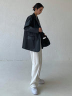 Blazer mujer efecto piel corte holgado cuello de solapas - Tessa