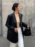 Blazer mujer efecto piel corte holgado cuello de solapas - Tessa