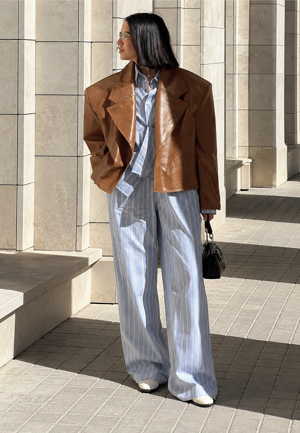 Blazer mujer efecto piel oversize solapas anchas - Oriana