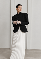 Blazer mujer entallada cuello mao mangas abullonadas - Leonor