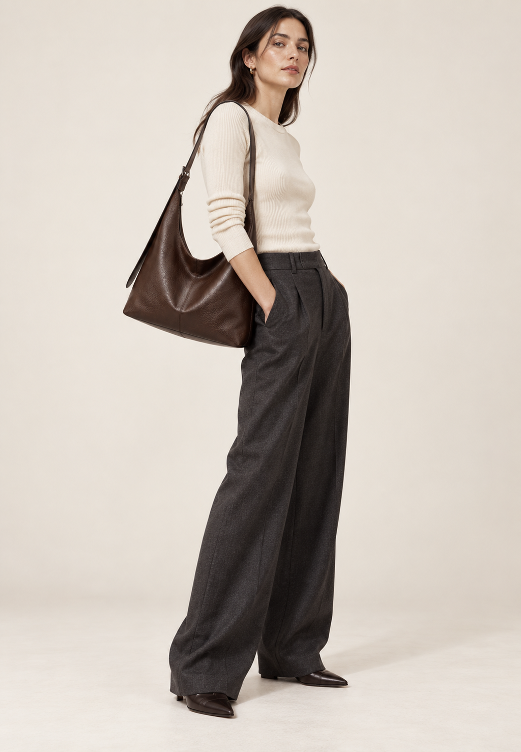 Bolso de hombro mujer efecto piel asas cortas