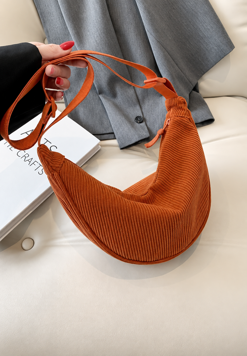 Bolso hombro mujer media luna textura acanalada - Violette