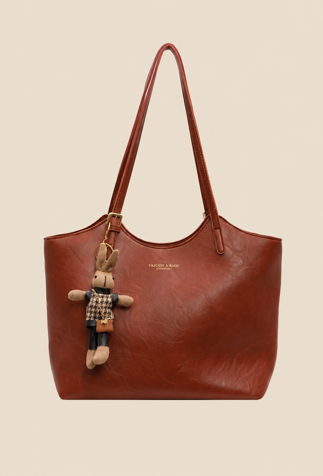 Bolso shopper mujer piel vegana con colgante