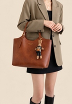 Bolso shopper mujer piel vegana con colgante