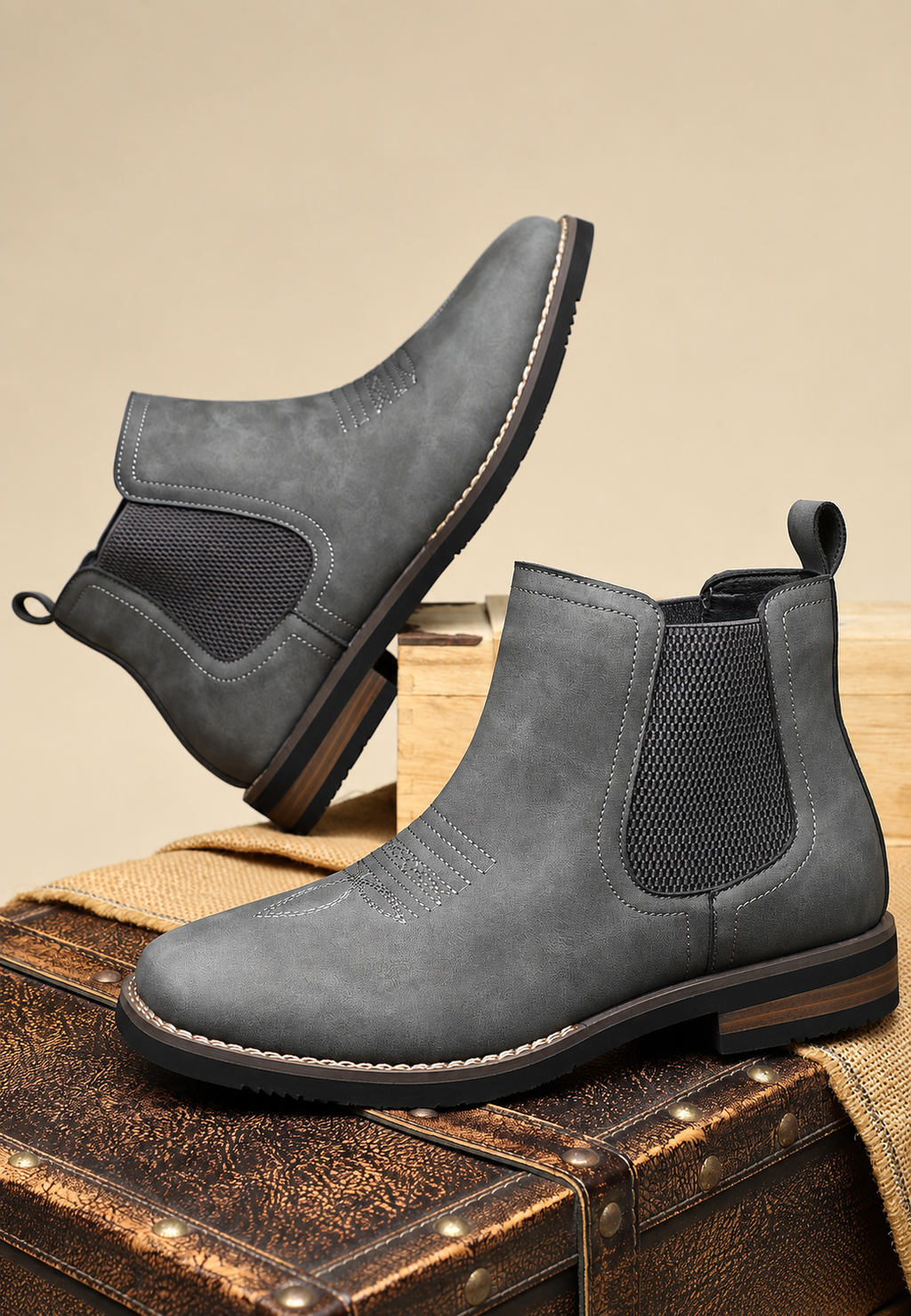 Botas de hombre efecto piel con elásticos laterales - Eirik