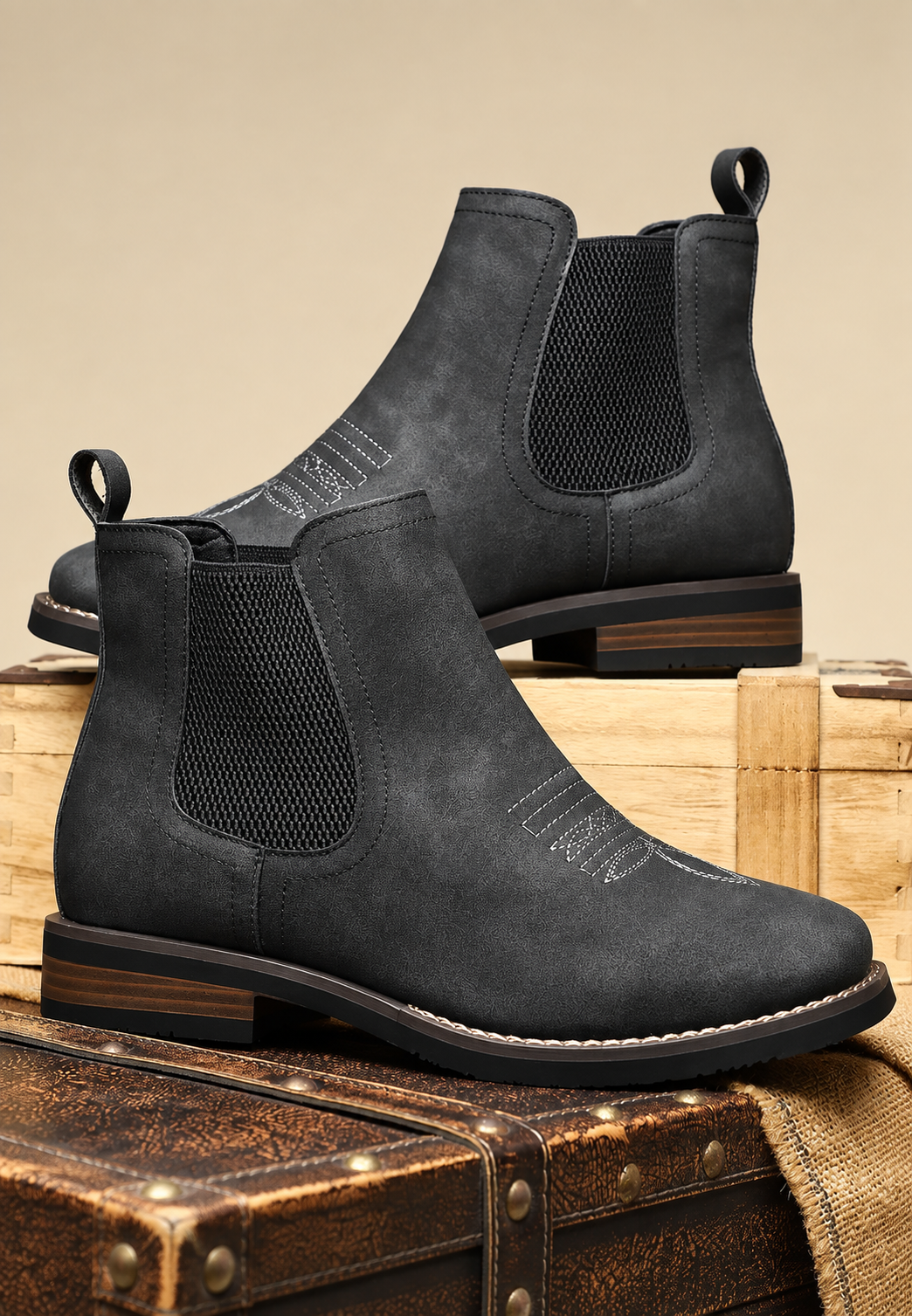 Botas de hombre efecto piel con elásticos laterales - Eirik