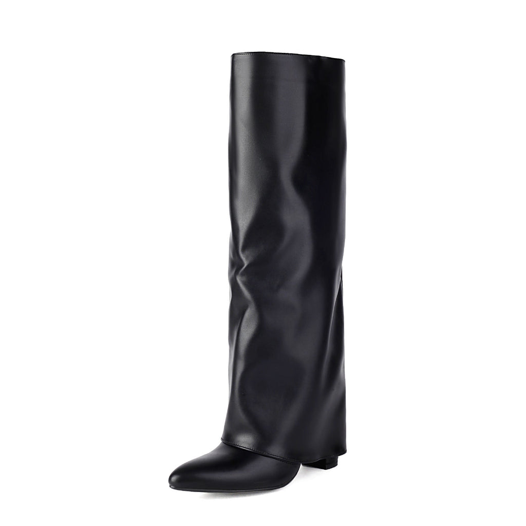 Botas altas mujer caña ancha tacón bloque - Yvette