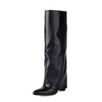 Botas altas mujer caña ancha tacón bloque - Yvette