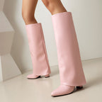 Botas altas mujer caña ancha tacón bloque - Yvette