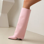 Botas altas mujer caña ancha tacón bloque - Yvette