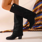Botas altas mujer estilo hípico hebilla tacón bajo - Ariane