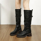 Botas biker mujer caña alta hebillas plataforma - Danica
