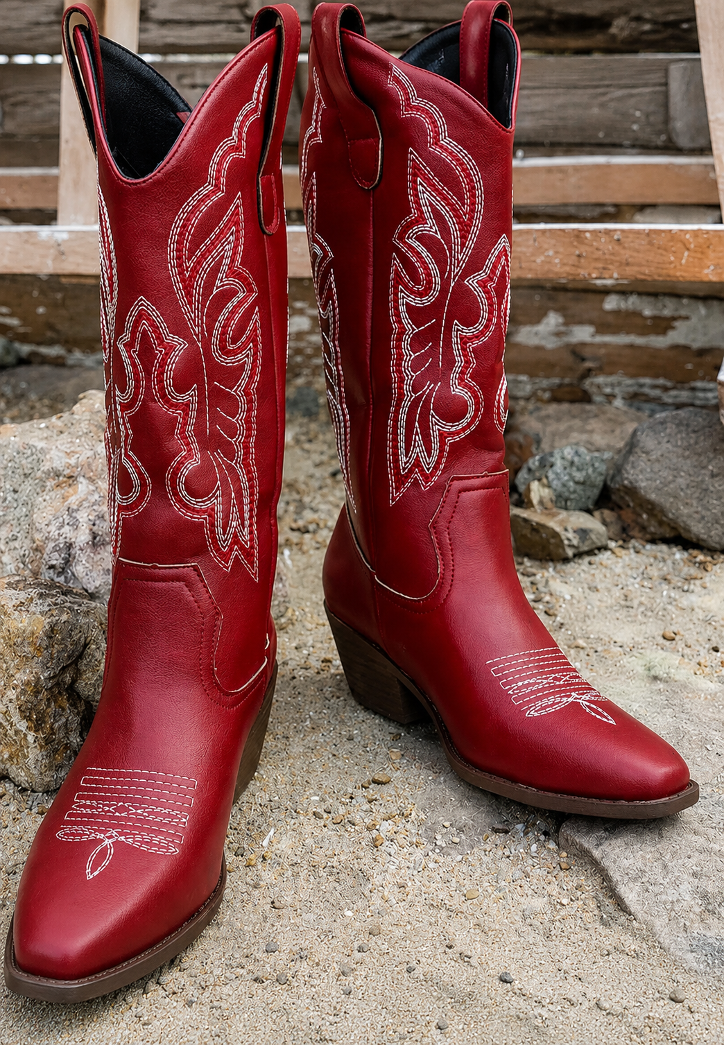 Botas cowboy mujer caña alta bordados tacón ancho - Klara