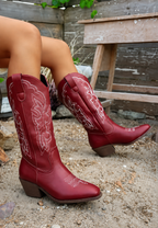 Botas cowboy mujer caña alta bordados tacón ancho - Klara