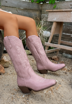 Botas cowboy mujer caña alta bordados tacón ancho - Klara