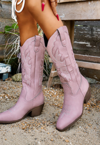 Botas cowboy mujer caña alta bordados tacón ancho - Klara