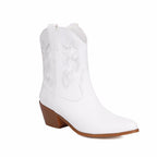 Botas cowboy mujer caña media bordados tacón ancho - Helga