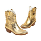 Botas cowboy mujer caña media bordados tacón ancho - Helga