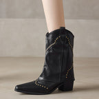 Botas cowboy mujer caña media tachas tacón bloque - Maura