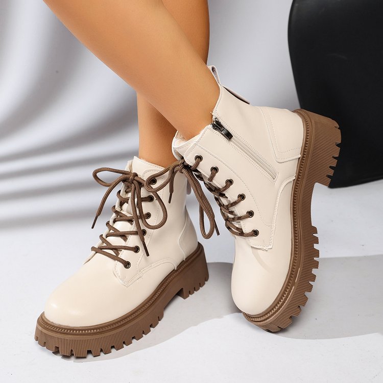 Botines acordonados mujer suela track cremallera lateral - Kaja