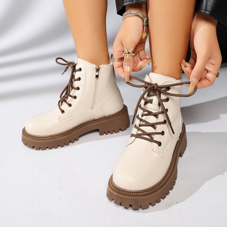 Botines acordonados mujer suela track cremallera lateral - Kaja