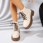 Botines acordonados mujer suela track cremallera lateral - Kaja