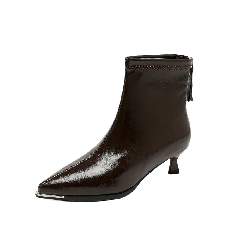 Botines de tacón mujer punta afilada tacón fino efecto piel - Vera