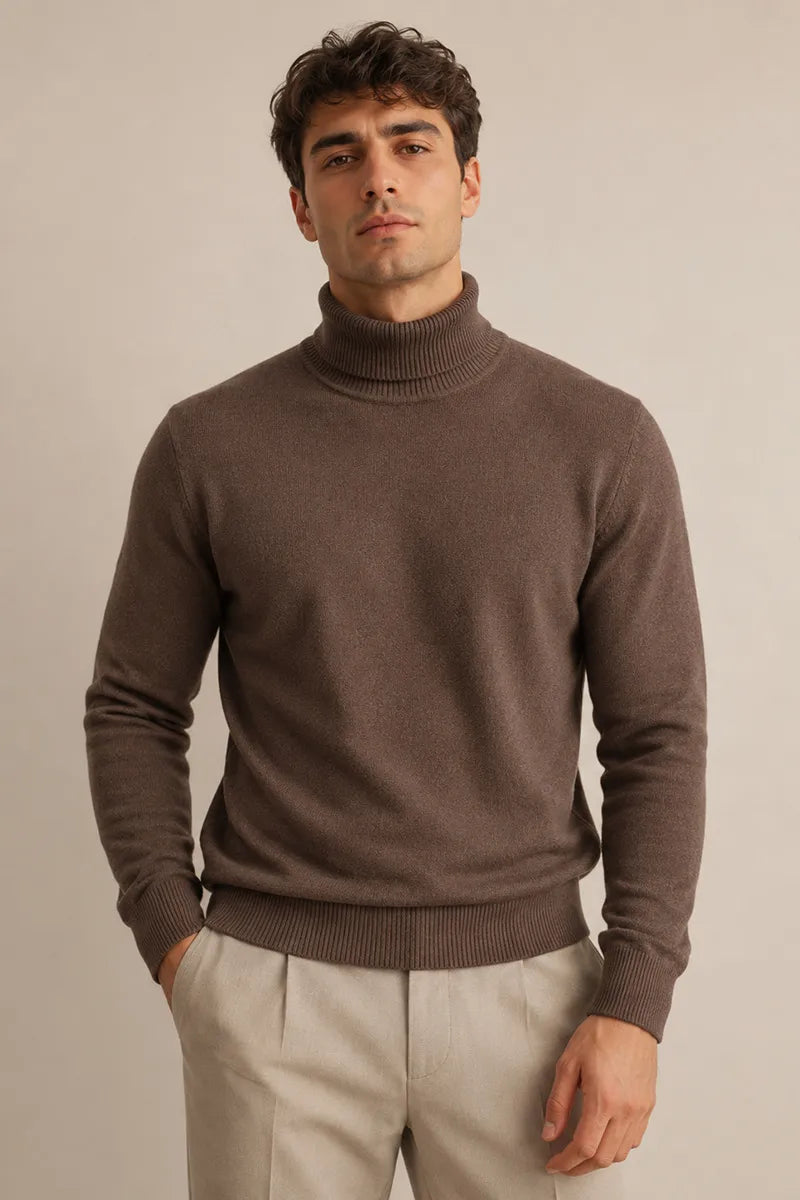 Jersey hombre cuello vuelto slim fit punto liso - Caspar