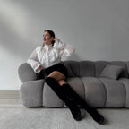 Blusa de gasa para mujer cuello alto con volantes - Margarethe