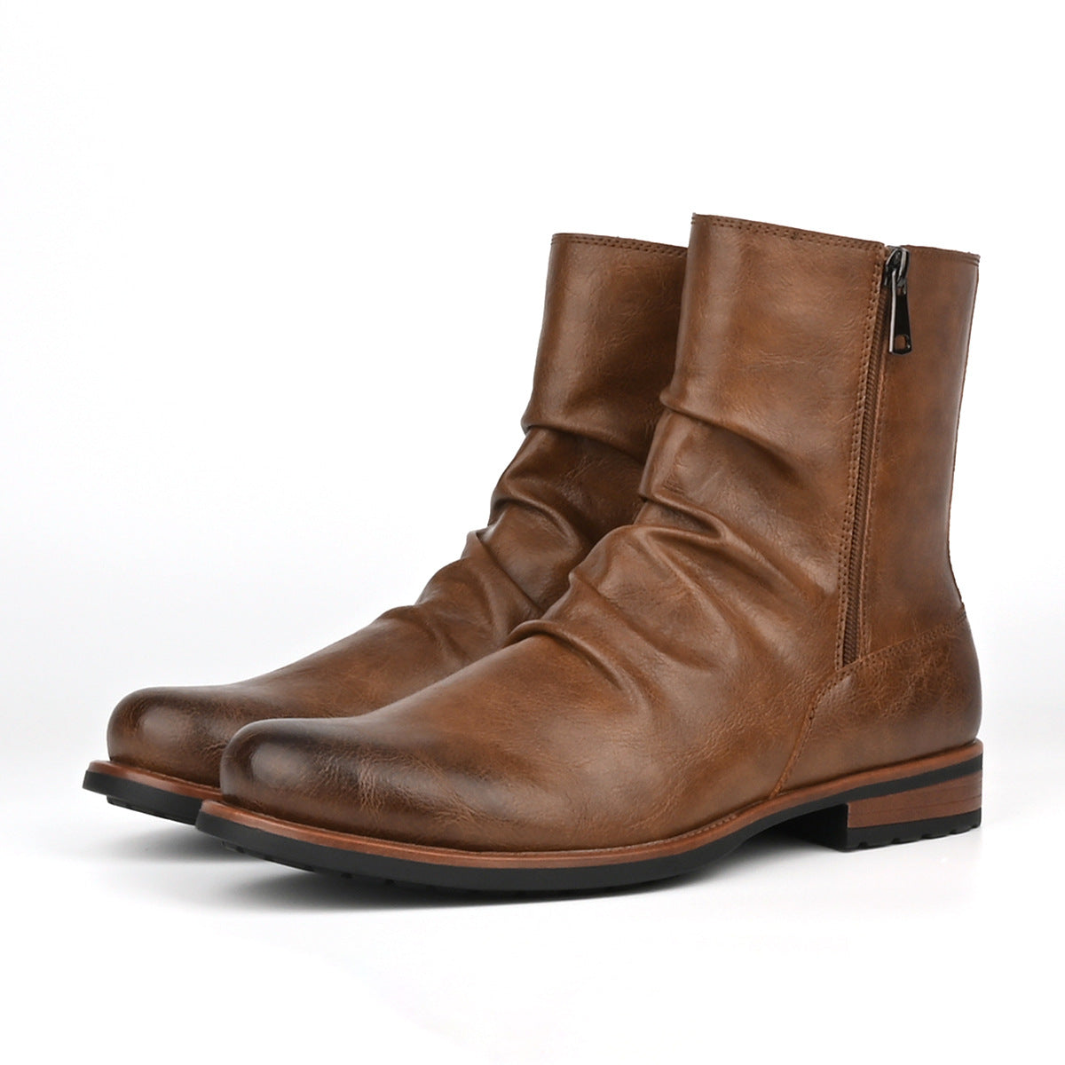 Botas de cuero para hombre con cierre lateral y suela baja - Halvor