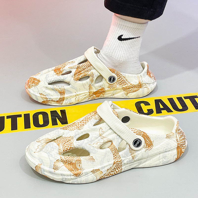 Sandalias tipo zueco con estampado y correa para hombre - Lex