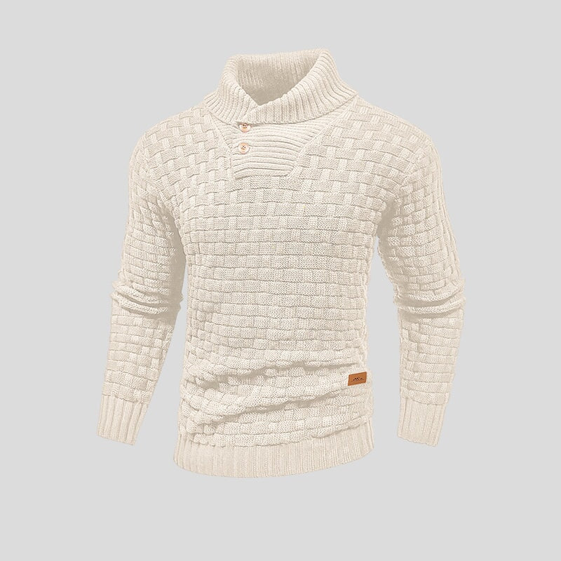Suéter para hombre de punto con cuello alto abotonado - Keldor