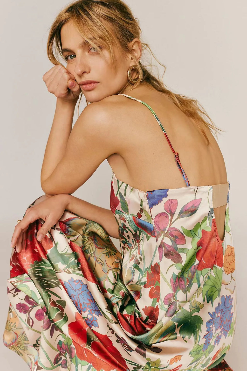 Vestido largo mujer estampado floral cintura alta corte A - Althea