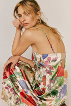 Vestido largo mujer estampado floral cintura alta corte A - Althea