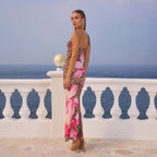 Maxi vestido para mujer con estampado floral y animal print - Calira