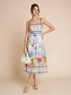 Vestido midi para mujer estampado floral primavera verano - Mirela