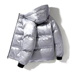 Chaqueta acolchada hombre efecto vinilo capucha ajustable brillante gráfica urbana - Lanuz