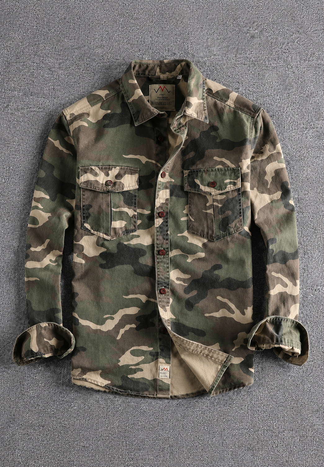 Camisa camuflaje hombre manga larga bolsillo pecho - Orsen